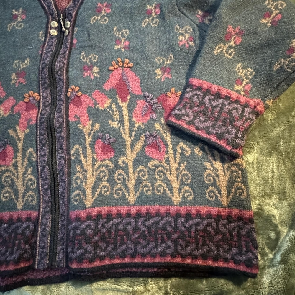 NORDIC DESIGN 100% Shetland Wool Cardigan Knit Sweater Women's Plus Size 3X EUC - Picture 9 of 12